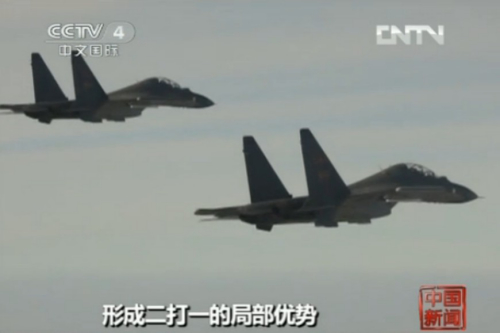 實拍：中國空軍殲11戰機對抗空戰(組圖)