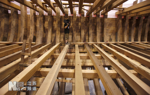 南京：“鄭和寶船”主船體結構落成