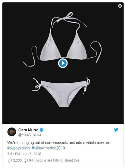 不再以貌取人！美利堅小姐選美比賽將取消比基尼項目